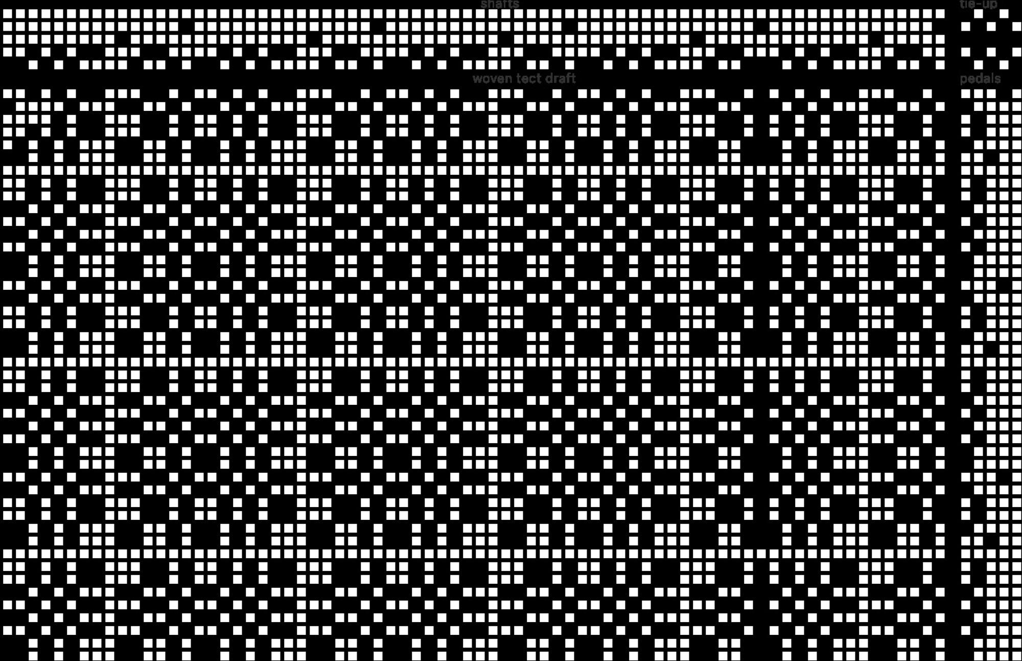 Close-up of a black-and-white woven text draft pattern generated by TEXTDRAFT